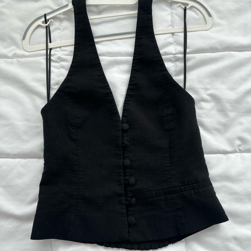 Zara Women's Button-Front Halter Vest Top